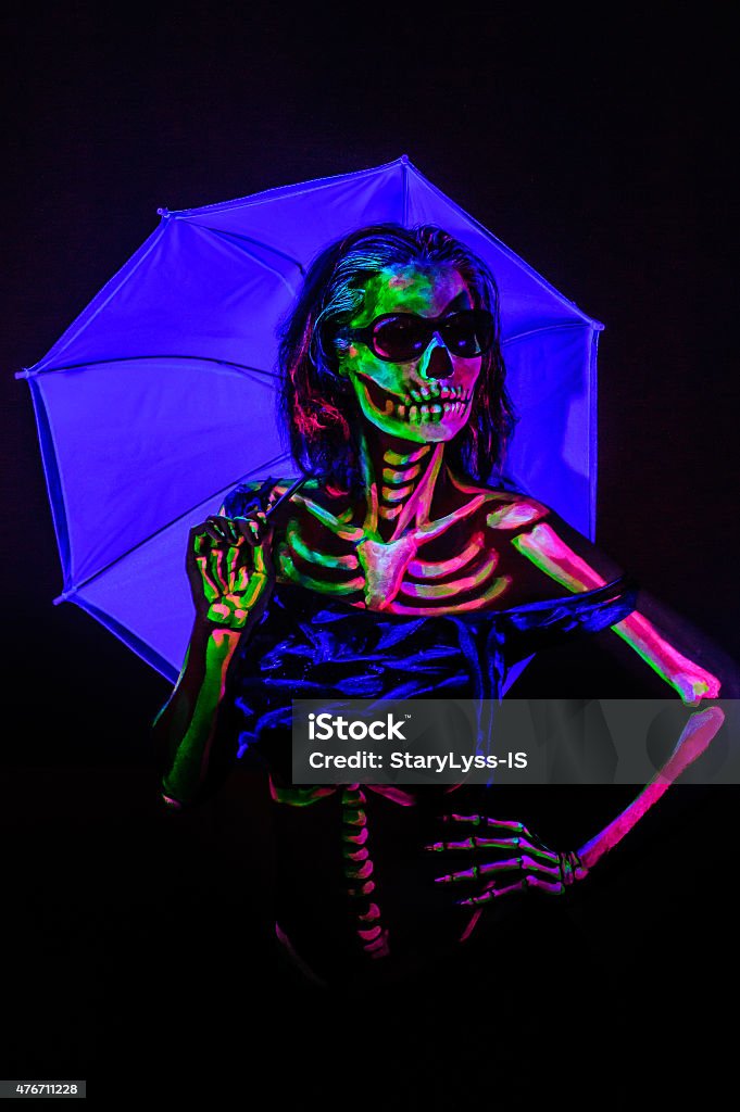 Skelett bodyart mit blacklight - Lizenzfrei 2015 Stock-Foto