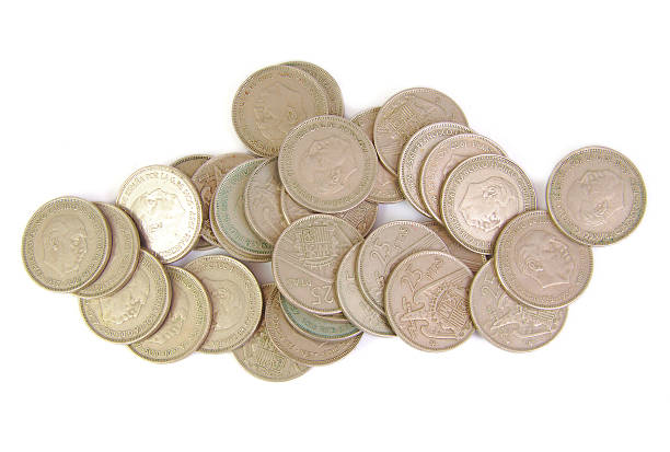 istock Spanish 25 pesetas silver coins with the words 