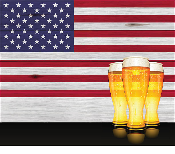 illustrations, cliparts, dessins animés et icônes de la fête de l'indépendance fond [ ] bière et drapeau usa - flag glass striped fourth of july