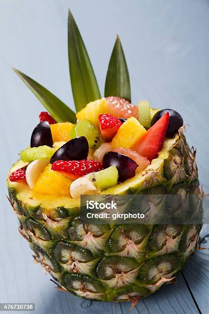 Fresh Fruit Salad Served In Bowls With Fresh Pineapple Stock Photo - Download Image Now