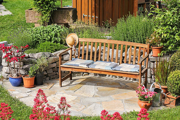 istock Wooden bench in the garden 476732078