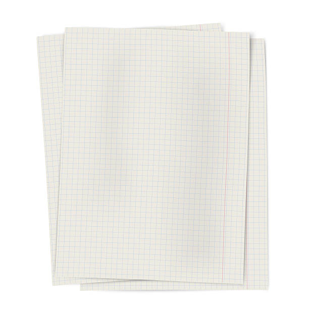 Pile of notebook squared sheets of paper isolated on white