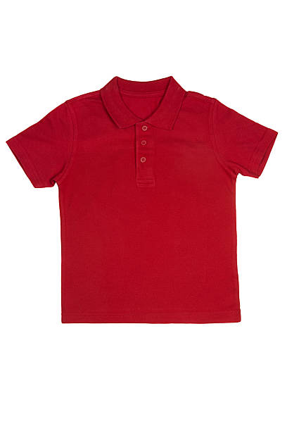 Red polo shirt isolated on white background
