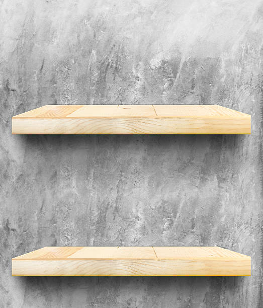 istock Empty Wooden Table top and shelf at concrete wall 476735858