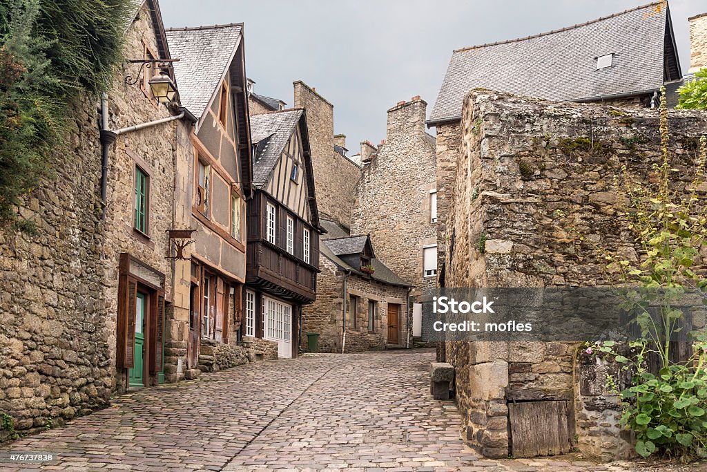 Medieval constructions in Brittany, France Street view of the medieval city of Dinan that belongs to the province of Brittany in the northwestern part of France 2015 Stock Photo