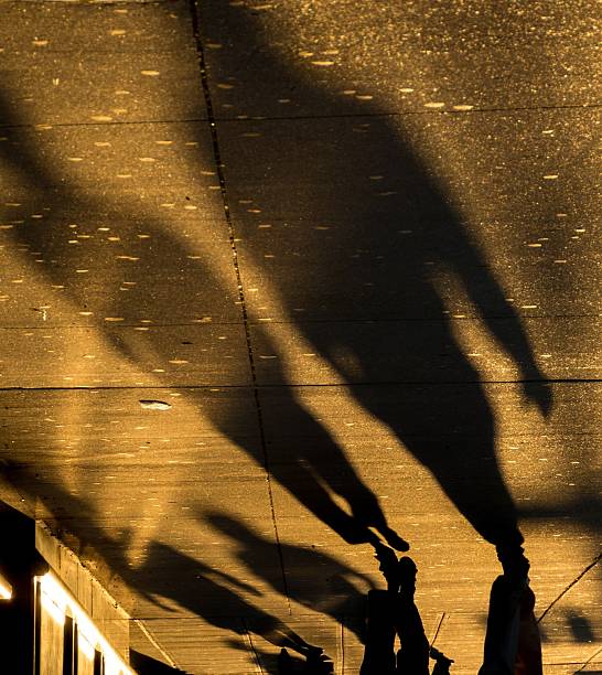 istock Long shadows of people walking at sunset 476737914