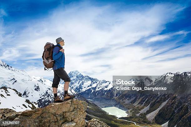 Excursionistas En La Parte Superior De Las Montañas Foto de stock y más banco de imágenes de Adulto