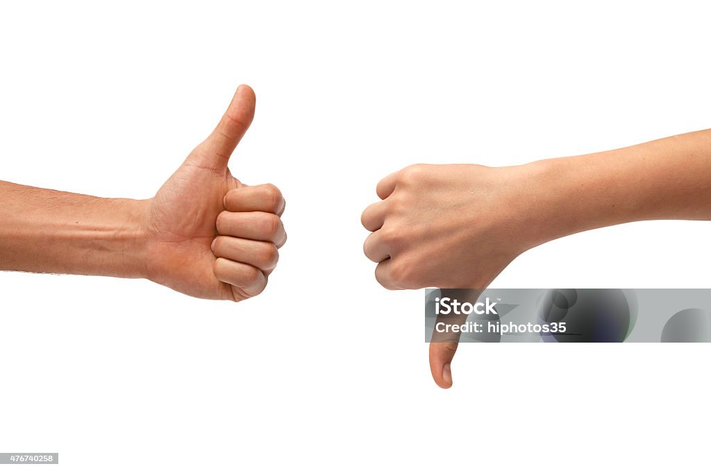 Thumb up and down hand signs Thumbs Up Stock Photo