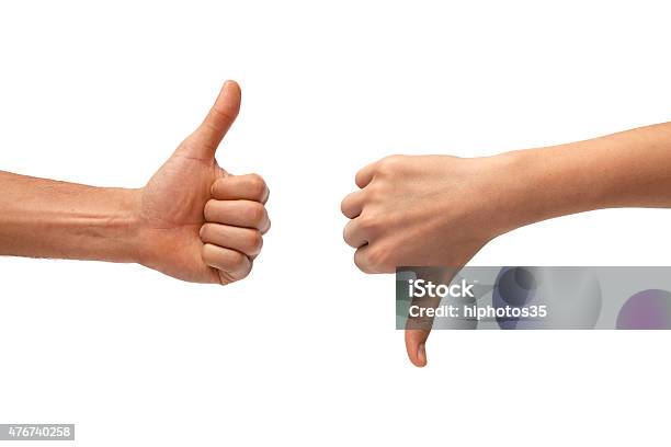 Thumb Up And Down Hand Signs Stock Photo - Download Image Now - Thumbs Up, Thumbs Down, Cut Out