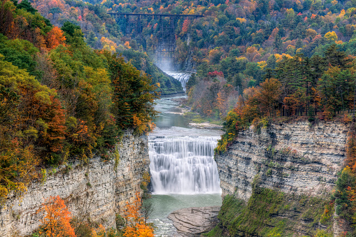 The Middle Falls At Letchworth State Park In New York