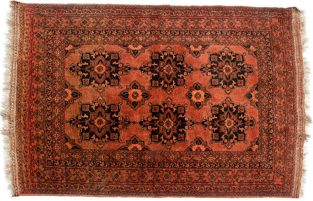 Brown tribal rug stock photo