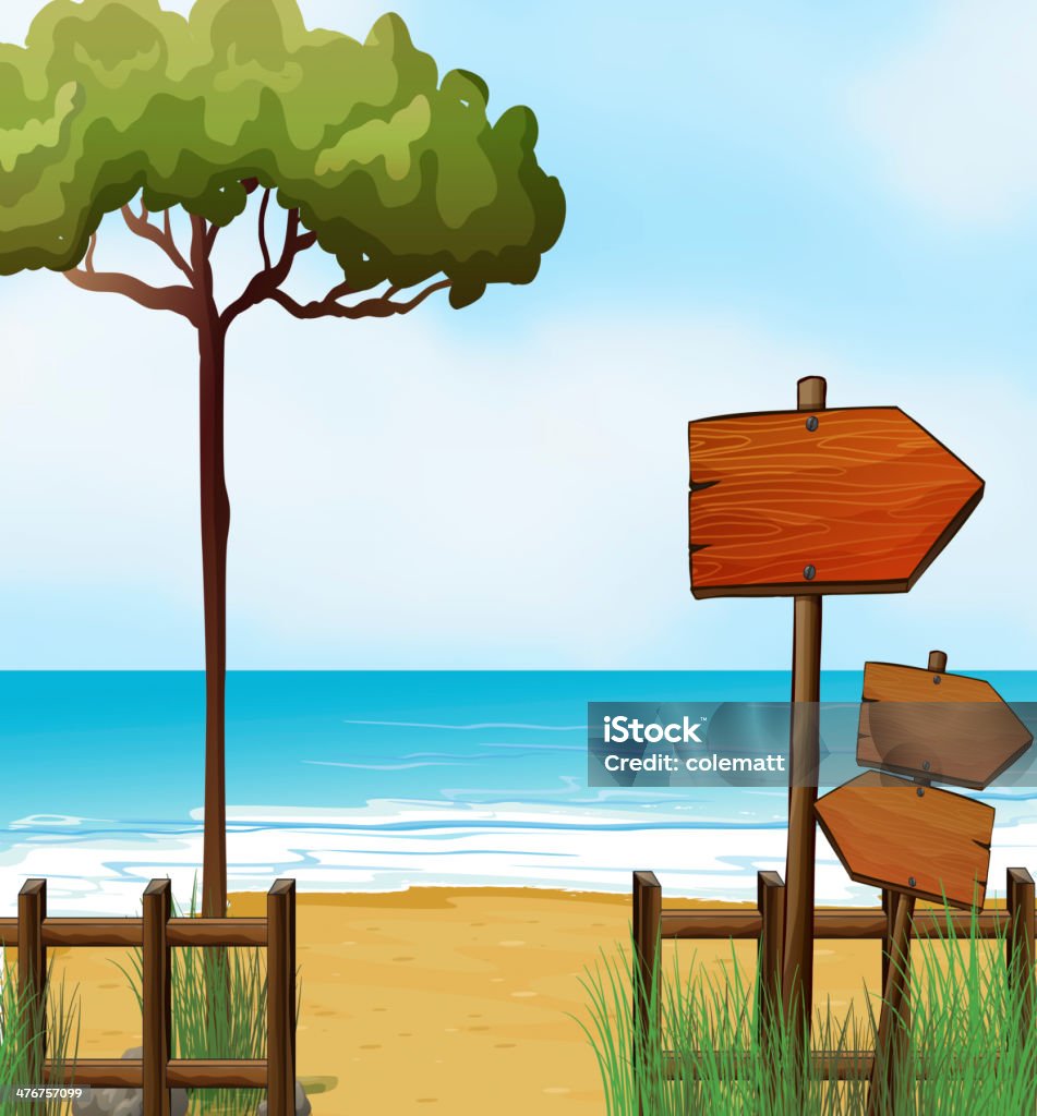 Flèche en bois panneaux de la plage - clipart vectoriel de Arbre libre de droits