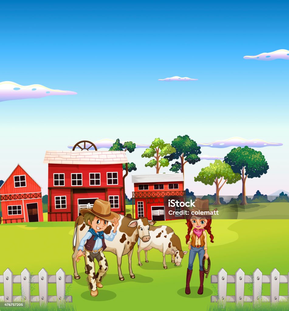Cowboy und ein cowgirl auf der farm - Lizenzfrei Cowgirl Vektorgrafik