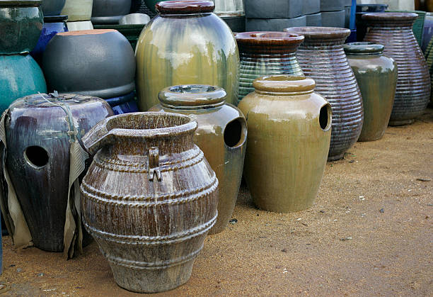 istock Glazed terracotta pots with impressive color 476760029
