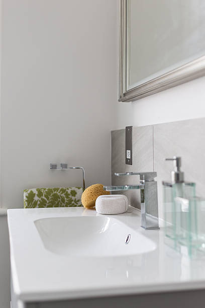 istock Bathroom Sink and Mirror with Hand towel & Sponge 476760531
