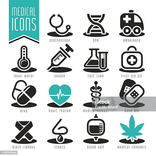 Medical Icon Set Stock Illustration - Download Image Now - 2015, Caduceus, Capsule - Medicine