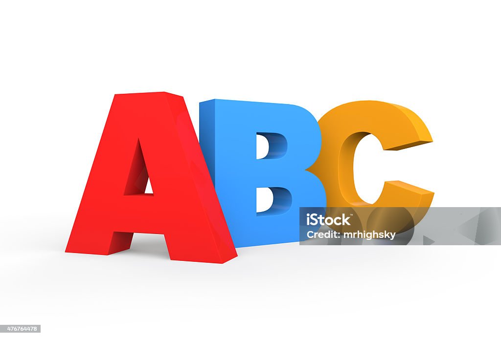 3d ABC text 3d render of ABC text isolated on white background. 2015 Stock Photo