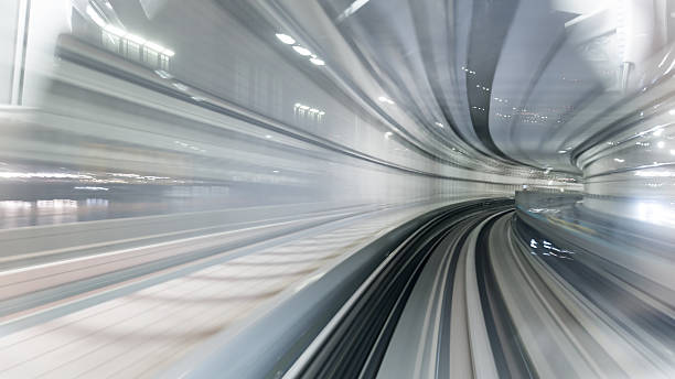 metro de túnel com movimento borrão de uma cidade dentro de - shiodome urban scene blurred motion tokyo prefecture imagens e fotografias de stock