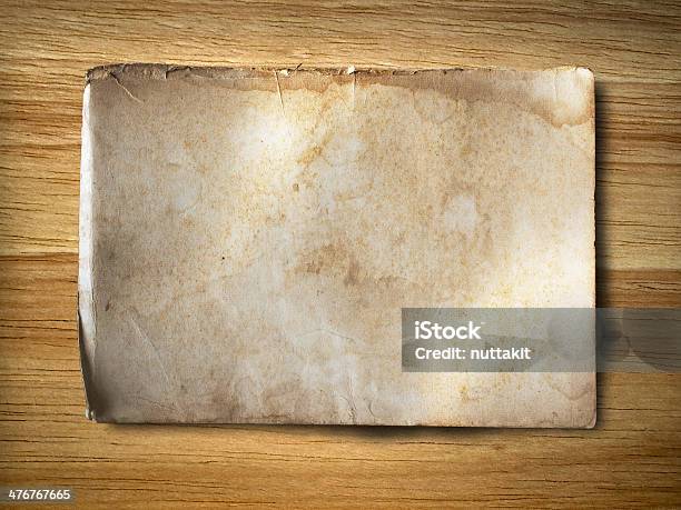 Old Grunge Paper On Wood Stock Photo - Download Image Now - Backgrounds, Brown, History