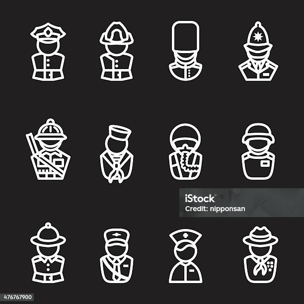 People Icon Set Stock Illustration - Download Image Now - Firefighter's Helmet, 2015, Adult