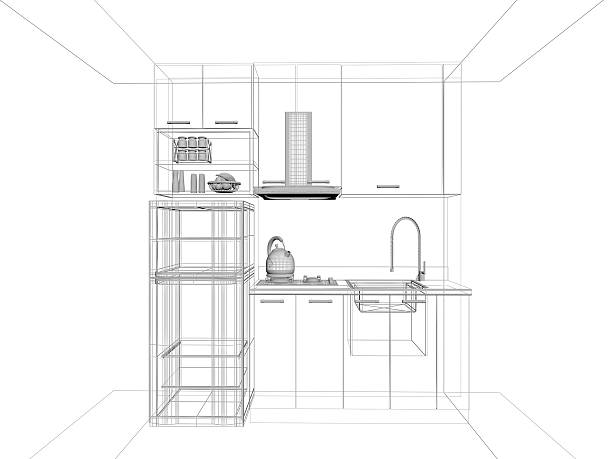 istock abstract sketch design of interior kitchen 476768718