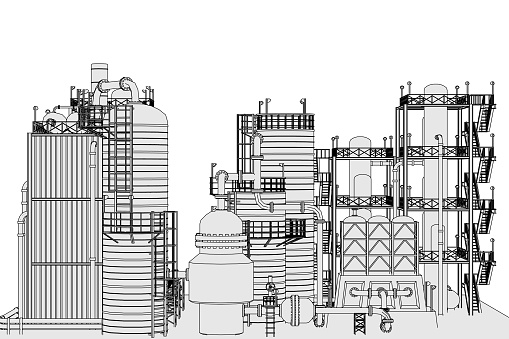 cartoon image of oil refinery