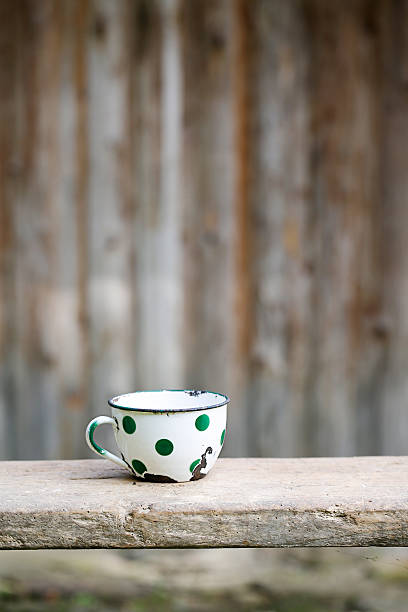 Charming vintage dotted metal cup