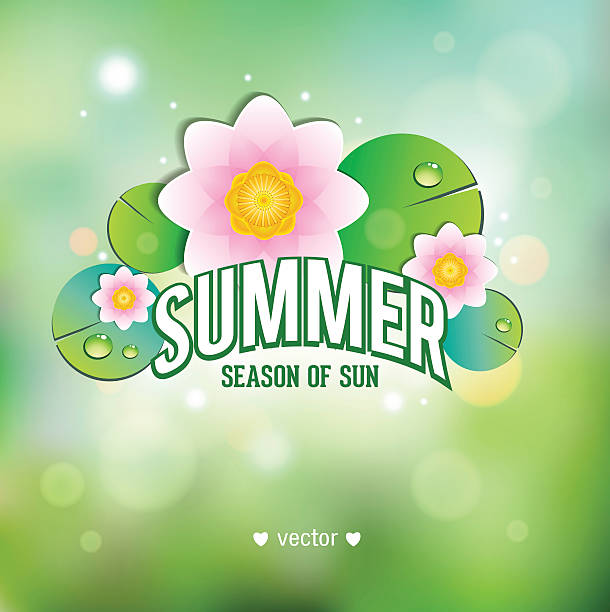 Summer poster with lotus. vector art illustration