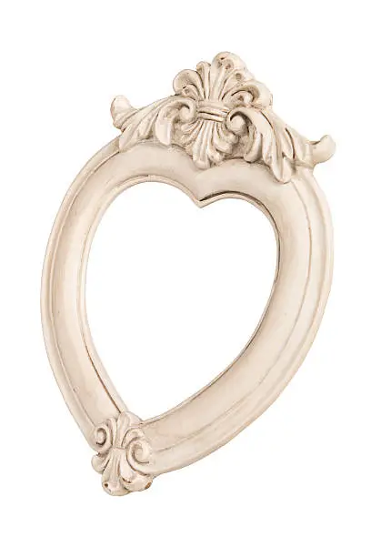 Old heart picture frame isolated with clipping path.