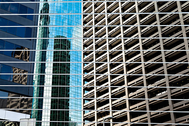 istock Houston, Texas downtown skyscrapers close-up. Reflections. 476792956