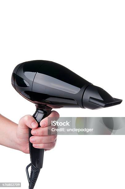 Mão A Segurar Num Hairdryer - Fotografias de stock e mais imagens de Botão - Artigo de costura - Botão - Artigo de costura, Cabeleireiro, Cor preta
