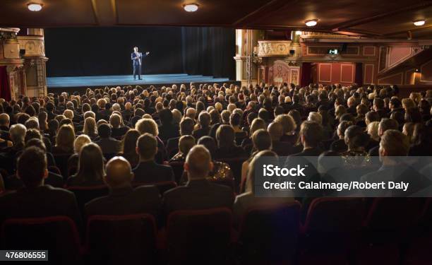 Audience Watching Performer On Stage In Theater Stock Photo - Download Image Now - Stage Theater, Audience, Stage - Performance Space