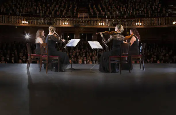 Photo of Quartet performing on stage in theater