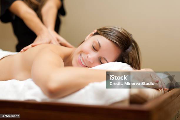 Young Woman Receiving A Massage Stock Photo - Download Image Now - Massaging, Sweden, Happiness