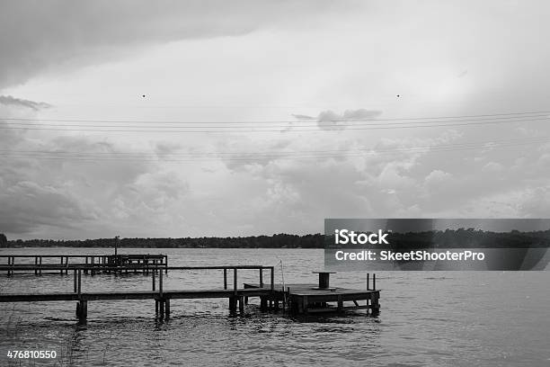 On The Pier Stock Photo - Download Image Now - 2015, Black And White, Cable
