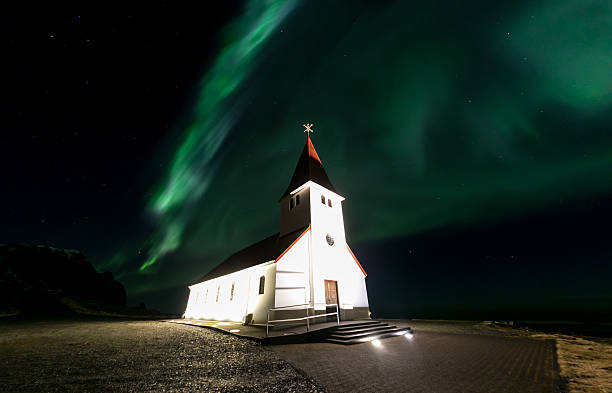 istock Vik Church Aurora Iceland 476810628