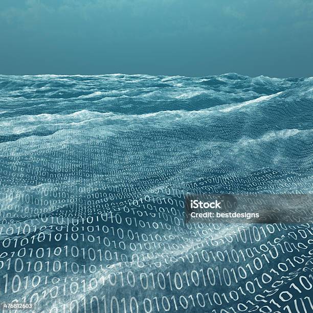 Vast Binary Code Sea Stock Photo - Download Image Now - Sea, Technology, Data