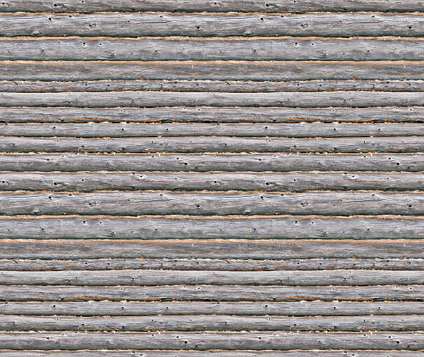istock Wooden blockhouse wall seamless background 476812860