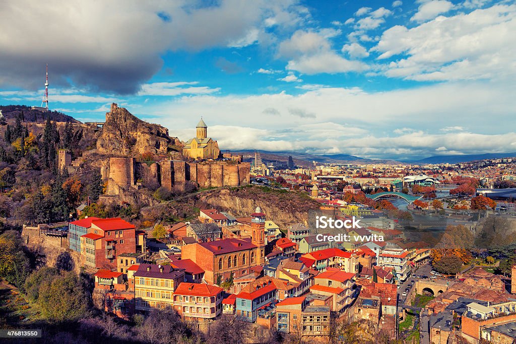 Beautiful panoramic view of Tbilisi at sunset Beautiful panoramic view of Tbilisi at sunset, Georgia country Georgia - Country Stock Photo