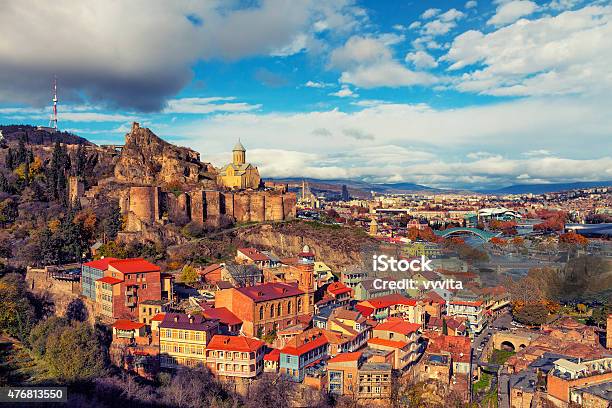 Beautiful Panoramic View Of Tbilisi At Sunset Stock Photo - Download Image Now - Georgia - Country, Tbilisi, Caucasus