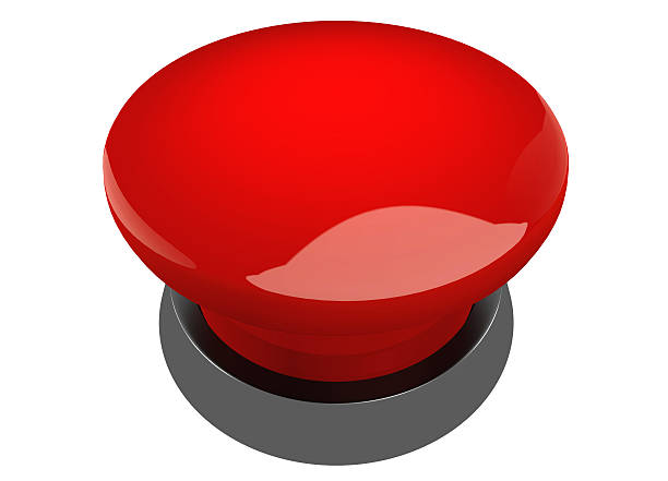 czerwony przycisk dzwonek - rozpocznijcie albo zatrzymują guzik zdjęcia i obrazy z banku zdjęć