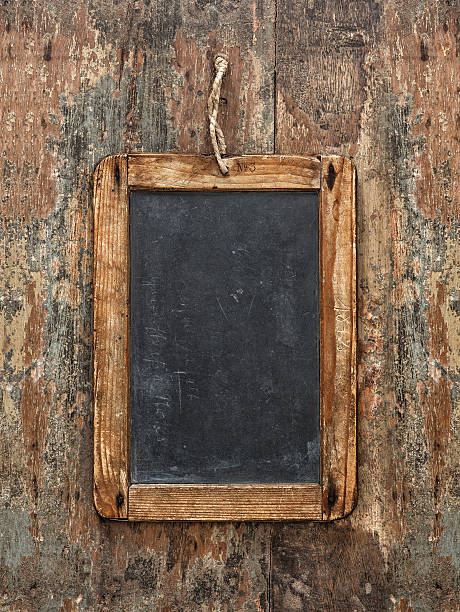 istock Antique chalkboard on wooden texture. Rustic background 476822856