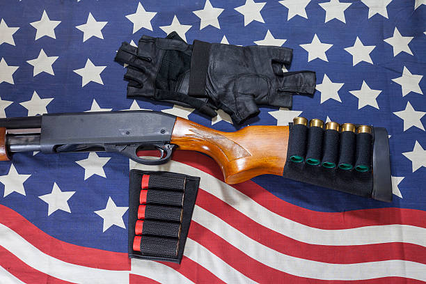 istock Shotgun American flag background. 476825274