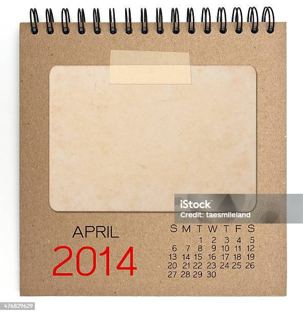 Aprile 2014 Per Notebook Con Calendario Marrone Vecchio Vuoto Photo - Fotografie stock e altre immagini di 2014