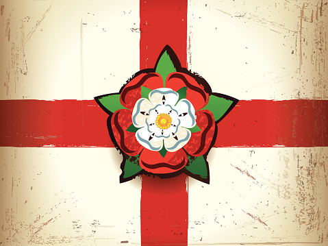 Grunge flag of England with a Tudor rose