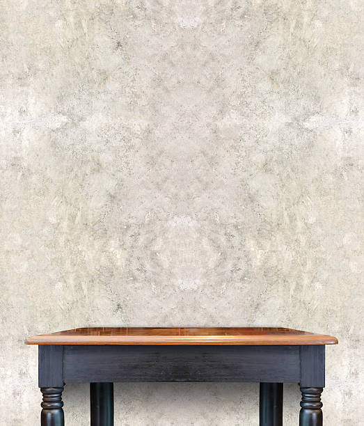 istock Empty wooden vintage table on brick tiles wall,Mock up 476834474