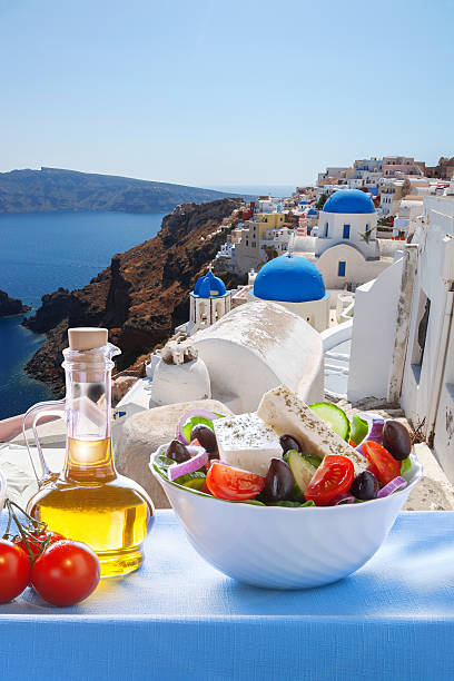 istock Greek salad in Santorini island, Greece 476836414