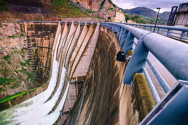 istock Wide view of a large dam in Italy. 476836638