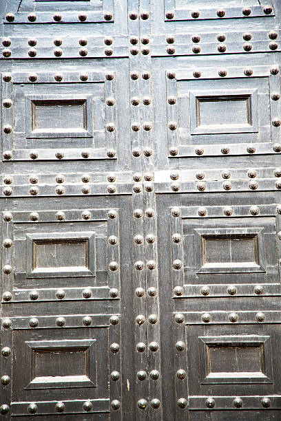 istock handle in  antique brown door    and light 476841140