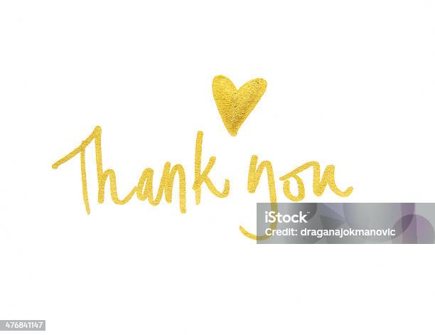 Thank You Note Stock Photo - Download Image Now - Thank You - Phrase, Gold Colored, Heart Shape